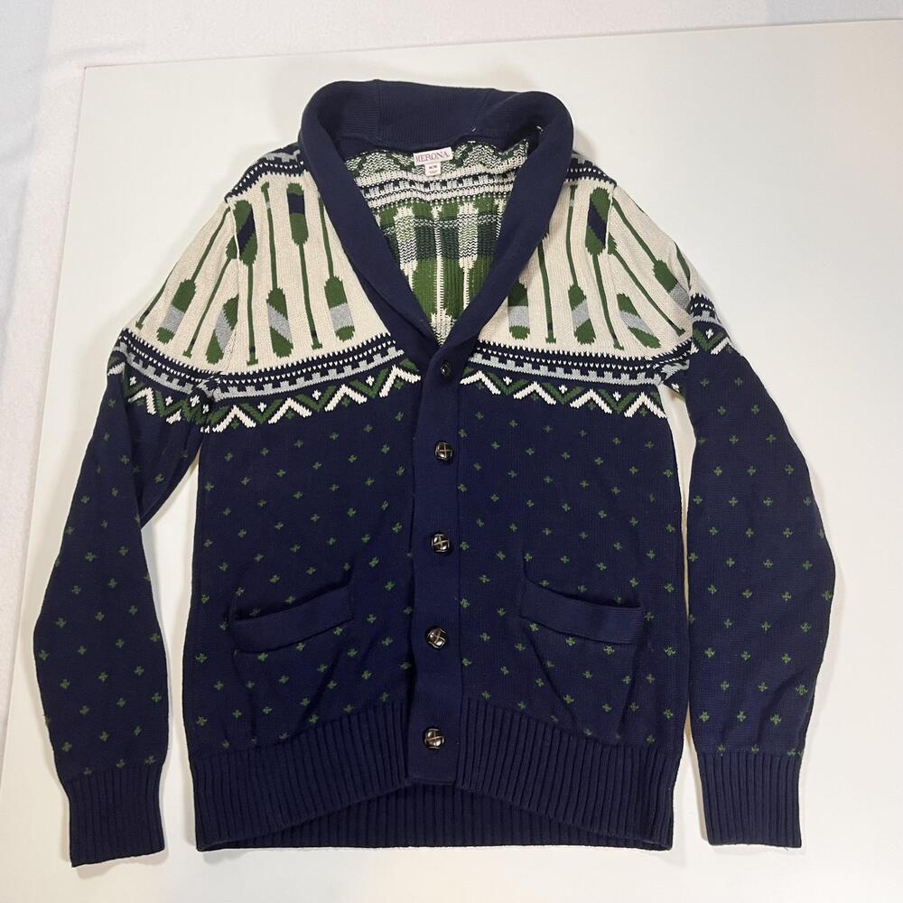 Merona Cardigan Sweater Vintage Shawl Collar Cotton Knit Fair Isle Lopapeysa Y2k